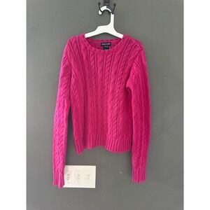 Ralph Lauren Kids Pink Cable Knit Cotton Sweater Shoulder Button Size L 12/14